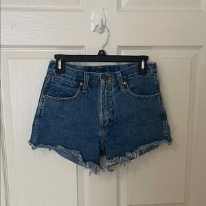 Wrangler Blue Frayed Jean Shorts